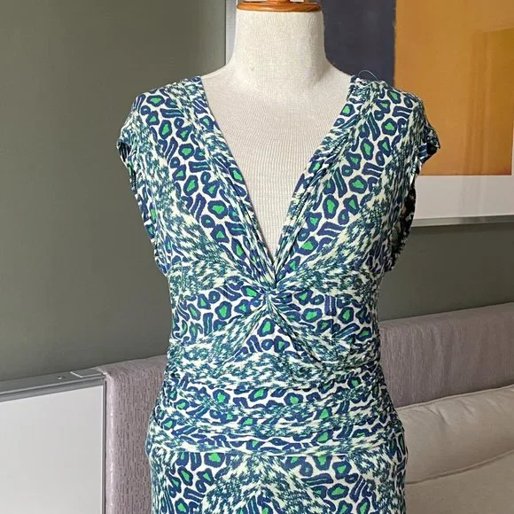 ♥ Plenty by Tracy Reese Sleeveless Cheetah Print Dress in Blue/Green SMALL   - H - Picture 2 of 8